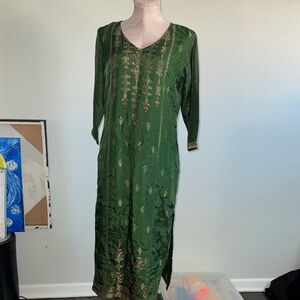 Elegant Green Embroidered Dress